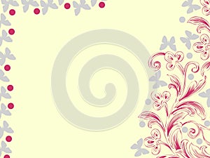 Butterflies flowers circles backgrount card