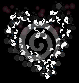 Butterflies forming a loving heart, icon vector