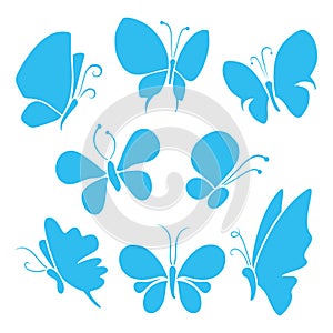 Butterflies icon set, isolated vector illustration.