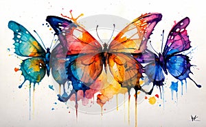 Butterflies, insects, abstract art, watercolor, oil painting, palette knife.
