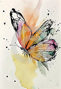 Butterflies, insects, abstract art, watercolor, oil painting, palette knife.