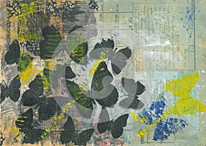 Butterflies Mixed Media Collage Art