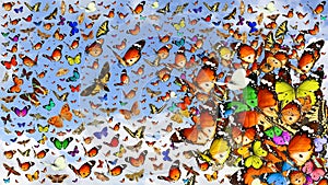 Butterflies and moths migrating flight