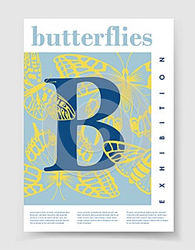 Butterflies poster vector template