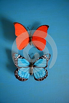 Butterflies red and blue decorative