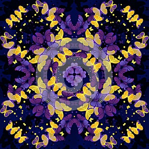 Butterflies. Seamless kaleidoscopic pattern