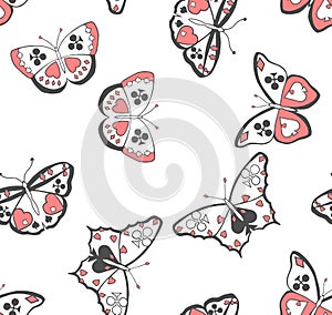 Butterflies suits seamless pattern