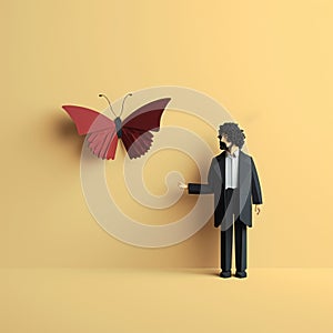 Butterfly: A 3d Digital Illustration Of An Artist Posing As A Fly