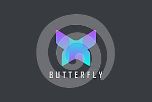 Butterfly abstract Logo vector. Letter X violet te