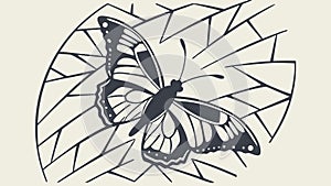 Butterfly on Abstract Web Decorative Nature Motif Vector, vector design Generative AI