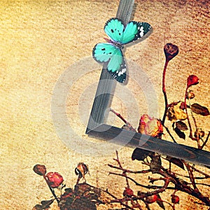 Butterfly art vintage abstract. Toned colors