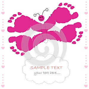 Butterfly with baby prints baby girl greeting card