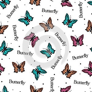 Butterfly Ballet Nature Lacework Vector Pattern photo