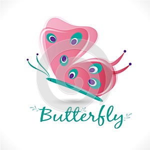 Butterfly beauty art print logo vector