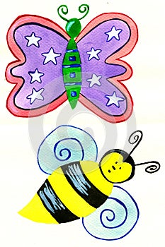Butterfly and Bee