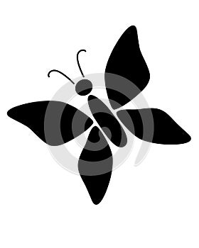 Butterfly - black vector silhouette for logo or pictogram. Butterfly or moth - insect for sign or icon