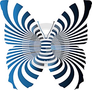 Butterfly with blue and black line effect