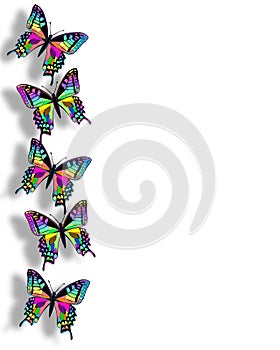 Butterfly Border 3D Rainbow colors