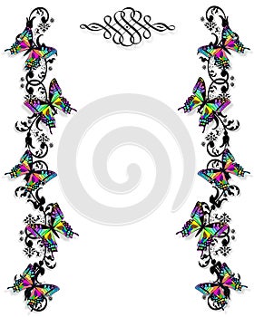 Butterfly Border invitation template