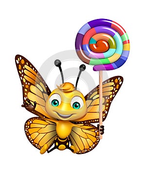 Butterfly cartoon character with lollypop