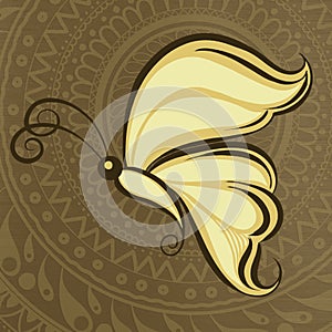 Butterfly clipart Indian mehandi style