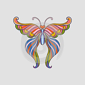 Butterfly color art nouveau. Vintage style 1920-1930. Elements design isolated in white background.