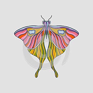 Butterfly color art nouveau. Vintage style 1920-1930. Elements design isolated in white background.