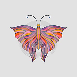 Butterfly color art nouveau. Vintage style 1920-1930. Elements design isolated in white background.