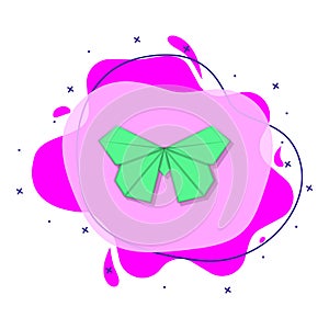 Butterfly colored origami style liquid bacdge icon. Simple color vector of oriqami animals icons for ui and ux, website or mobile