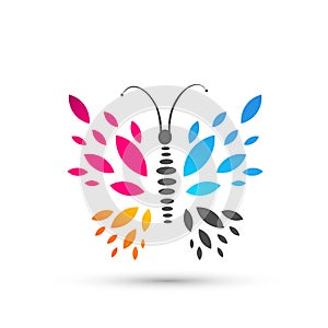 Butterfly colorful beauty spa lifestyle care relax yoga abstract wings logo icon on white background