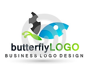 Butterfly colorful beauty spa lifestyle care relax yoga abstract wings logo icon on white background