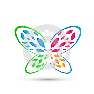 Butterfly colorful beauty spa lifestyle care relax yoga abstract wings logo icon on white background