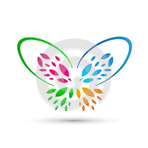 Butterfly colorful beauty spa lifestyle care relax yoga abstract wings logo icon on white background