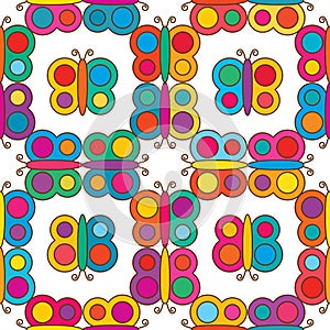 Butterfly colorful symmetry place seamless pattern