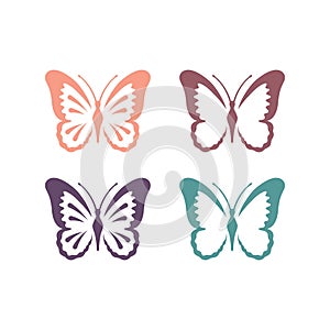 Butterfly colorful vector set.