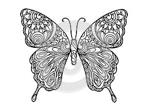 Butterfly coloring book for adults vector