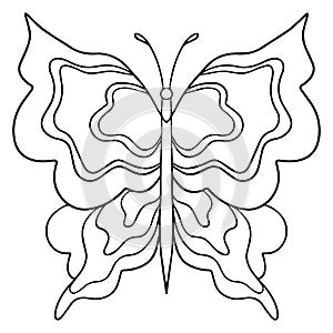Butterfly. Coloring page, line art. Vector clip art element