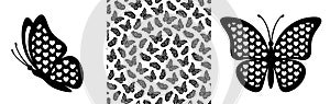 Butterfly contour and seamless pattern