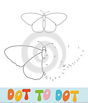 Butterfly Dot to dot puzzle for children. Connect dots game