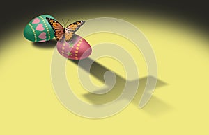 Butterfly and Easter Eggs with Christian cross shadow