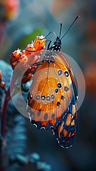 A butterfly emerging from its chrysalis