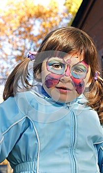 Butterfly Face Painting on Pretty Girl