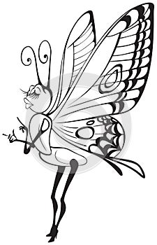 Butterfly fashion girl comics character
