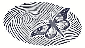 Butterfly on Fingerprint Pattern Unique Identity Nature Vector, vector design Generative AI