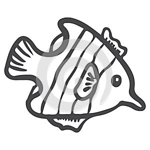 Butterfly fish animal in sea hand drawn sketch doodle illustration