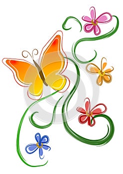 Mariposa flores acortar arte 01 