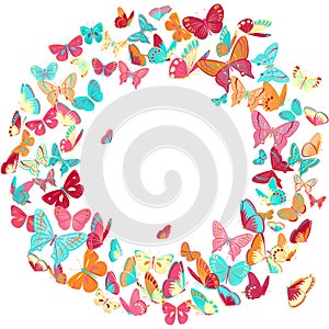 Butterfly frame, wreath design element, retro banner