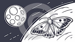 Butterfly and Full Moon, Nature and Night Scene Graphic, vector design Generative AI photo