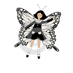 Butterfly girl abstract illustration