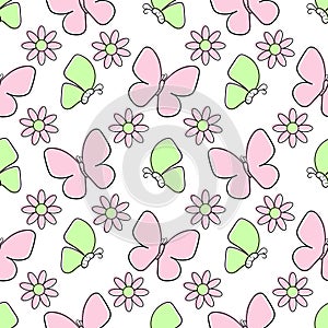 butterfly hand drawn seamless pattern4